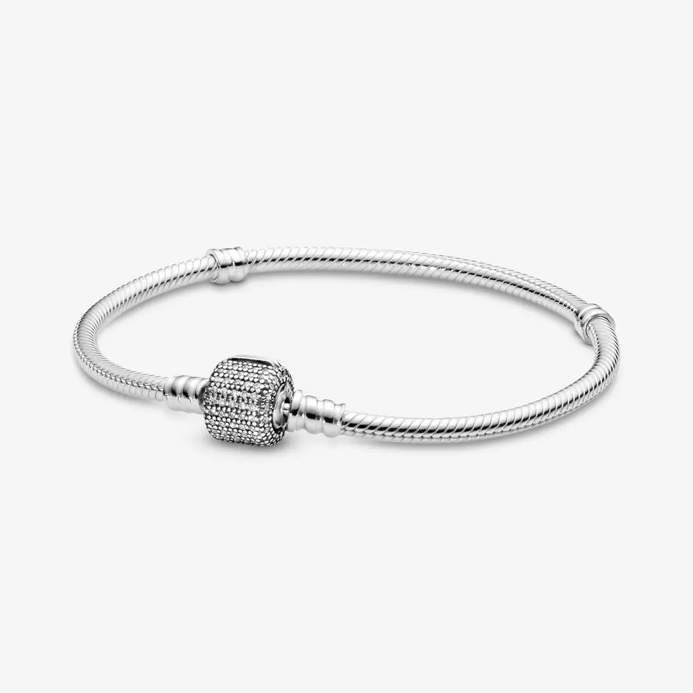 Sterling silver  Moments Sparkling Snake Chain Bracelet  Fit pandaro 2020