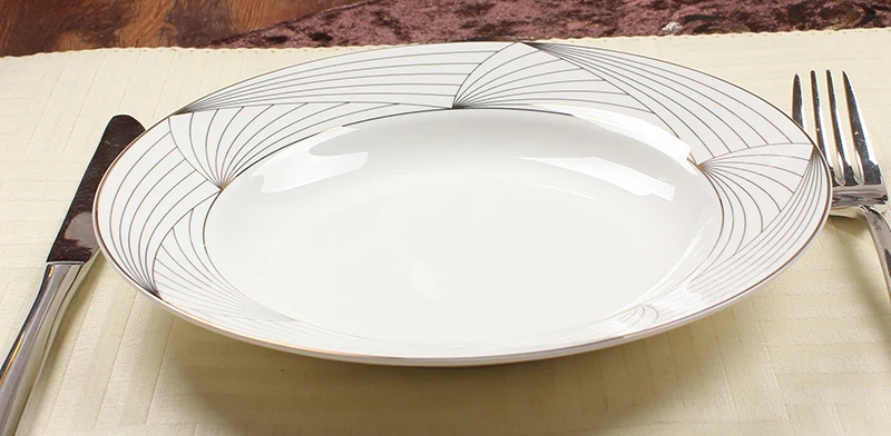 Factory supply new design 50pc bone china wedding dinnerware  crockery glazed royal porcelain dinner set