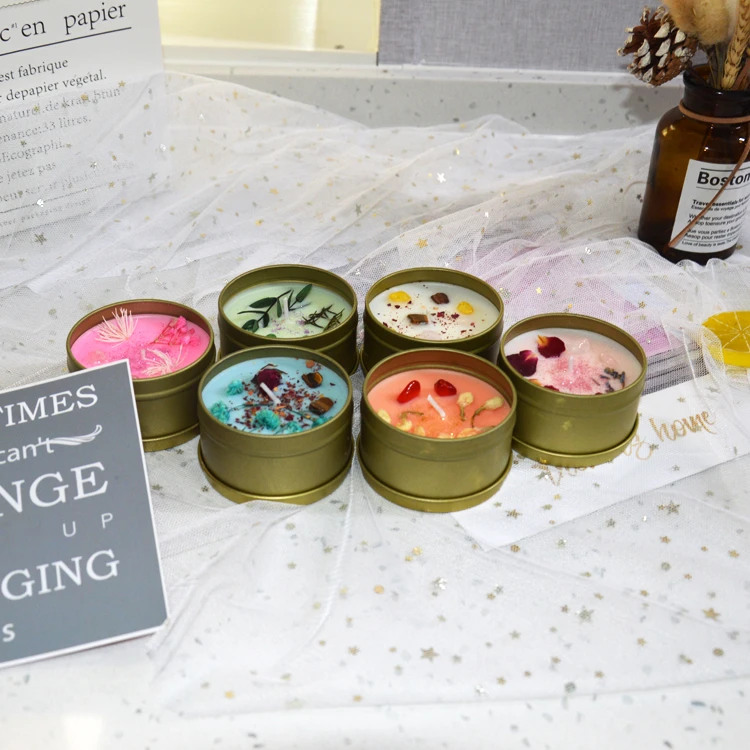 Индивидуальный аромат, роскошный экологически чистый соевый воск, исцеляющая Ароматизированная свеча в жестяной банке