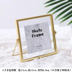 Home Decorative Picture Art Family Photo Frame Glass Copper  Gold Steel Metal Herbarium Photo Frame