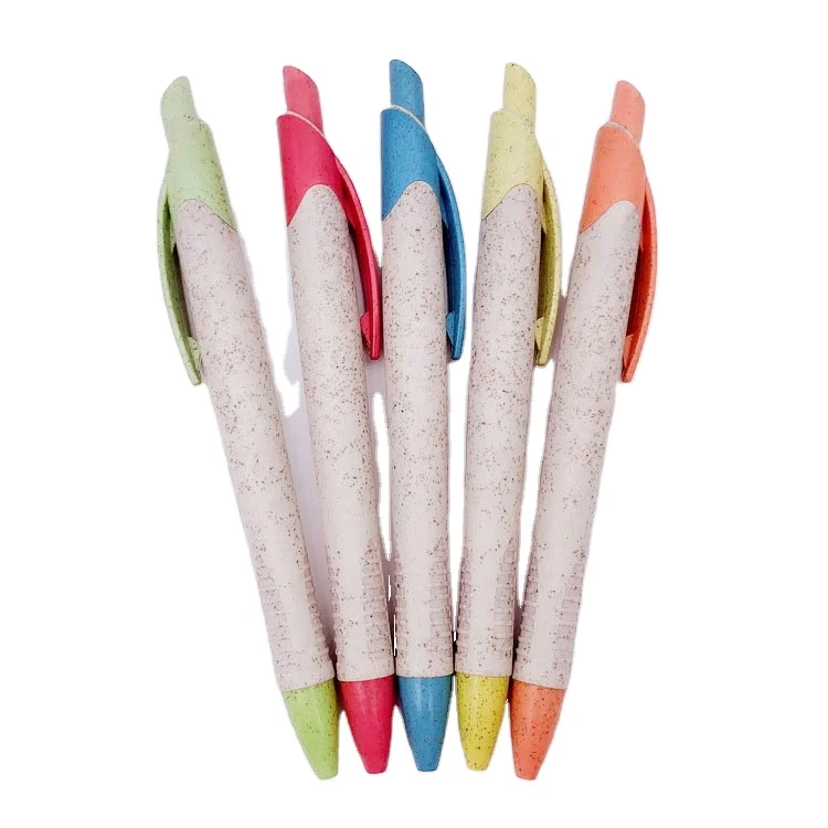 
Recyclable Wheat Straw Material Environmental Protection Eco-friendly Ballpoint Pen Biodegradable Pen Customizable Logo 
