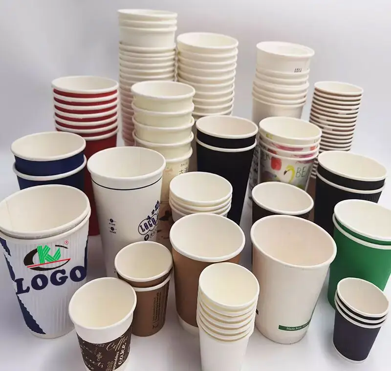 Kingwin Custom printed disposable recycle 6oz 8oz 9oz 10oz 14 oz 16oz single double ripple wall hot coffee paper cups with logo