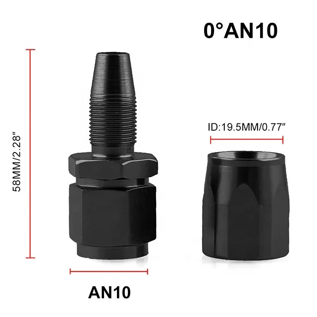 AN8-180 Degree Hose End joint Aluminum An6 Tubing Adapter Seat Rotary Oil Cooler Pipe Tubing Connector