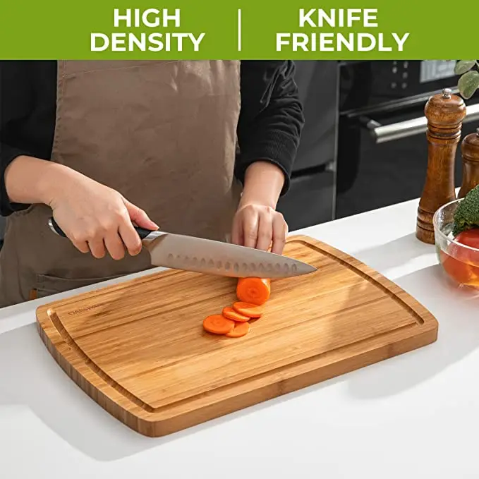 Bamboo Cutting Board, Kitchen Chopping Boards with Juice Groove for Meat, Vegetables Bamboo Butcher  Block Carving Board