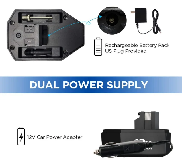 Portable Air Compressor, 150PSI Cordless Tire Inflator Pump with Digital Pressure Gauge Air Pump with 12V Car Adapter for Car
