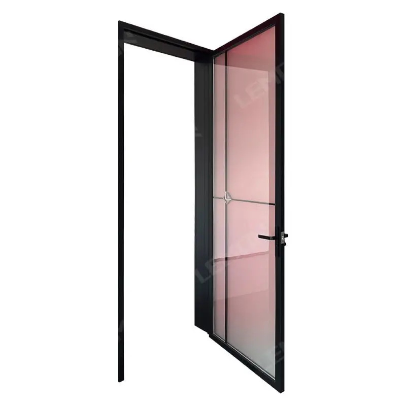 New Commercial Home Alu-framed Hinged Swing Door With Frosted Glass
