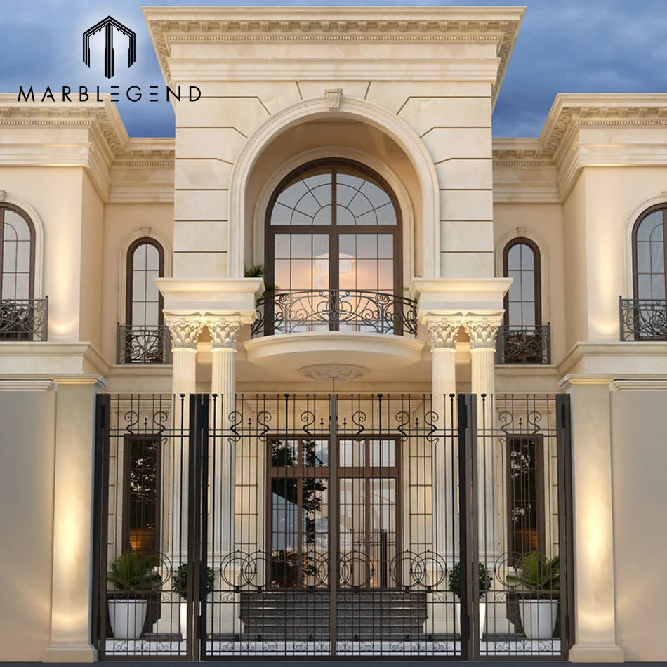 one-stop solutions building facade natural stone Portugal beige limestone exterior wall cladding tile for villa