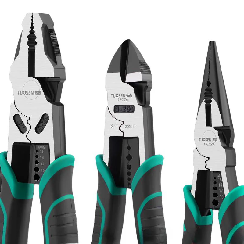 Tuosen industrial grade multifunctional wire pressing flat pliers diagonal pliers pointed nose pliers