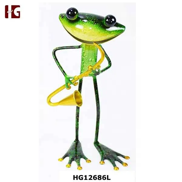 Iron interesting frog figurine metal home garden decoration