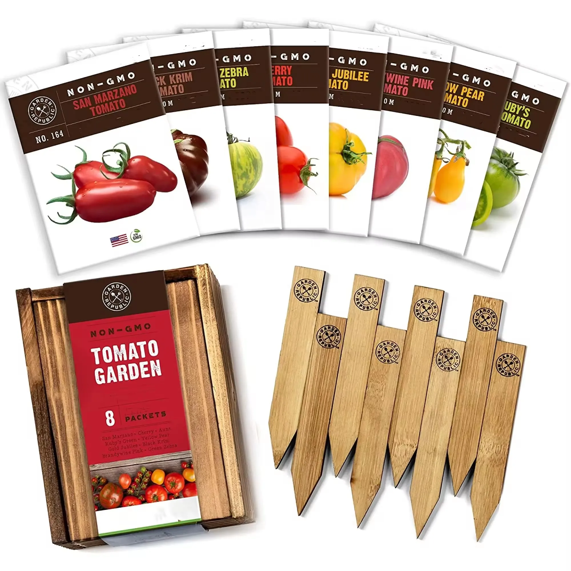 8-Pack Modern Tomato Garden fertilizerNon-GMO Heirloom Personalized Paper Packets for Planting