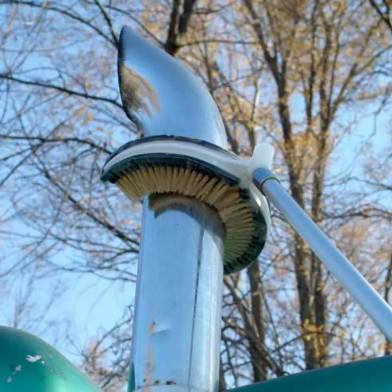 Telescopic Truck Exhaust Stack Brush with Medium Stiff Natural Tampico Fibers