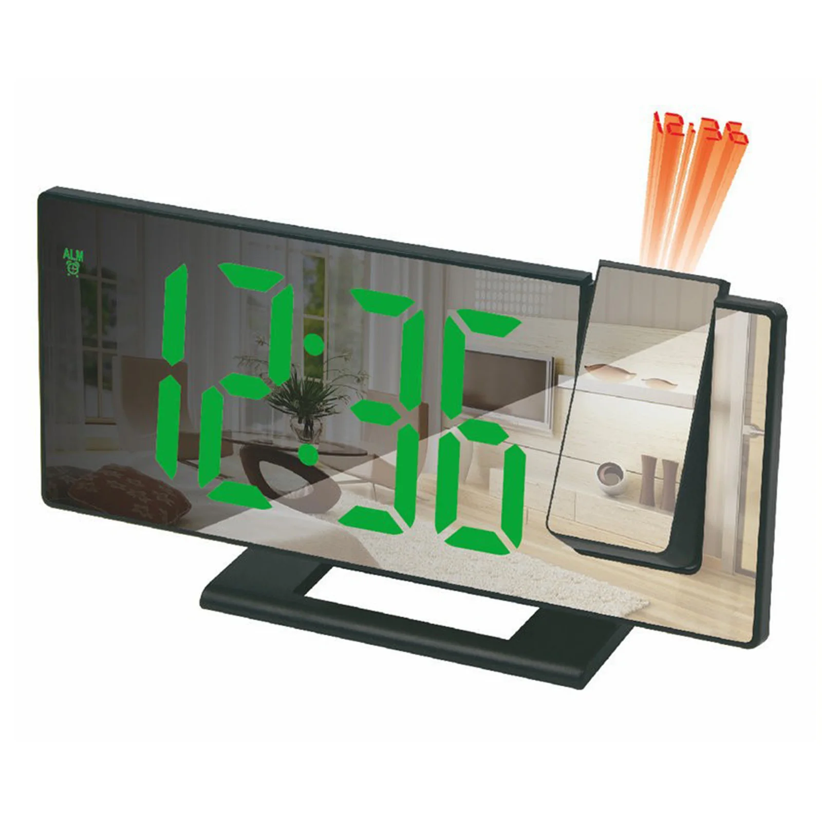 KH-CL017 Clear Readout Digital Bedside Projection LED Mirror Alarm Clock with 0-100% Dimmer