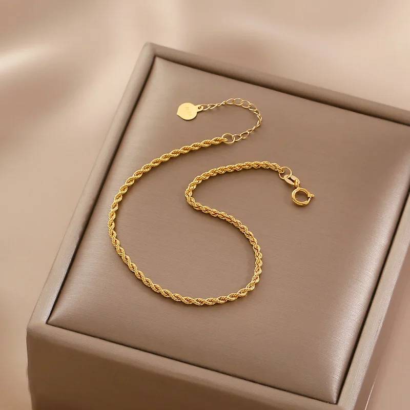 Hot AU750 Gold 18K Jewelry 1mm Rope Chain Bracelet 18K Gold Jewelry Fashion Jewelry Bracelets for Women