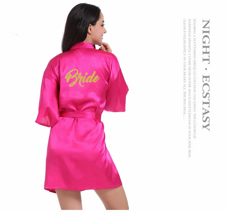 Custom print bridal bridesmaid satin silk robe de marriage bath robes for women