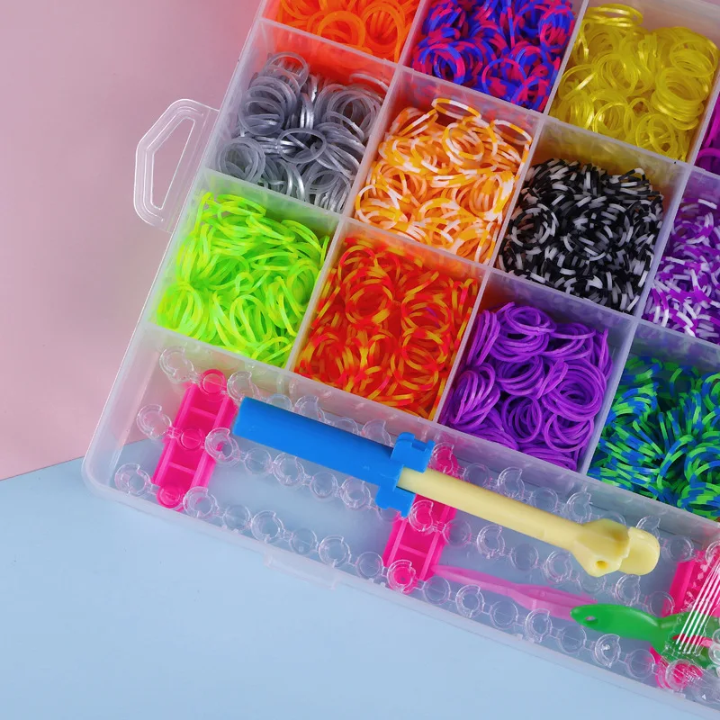 Hot Sale Wholesale 40-Grid Rainbow DIY Rubber Band Handmade Bracelet Making Educational Toy for Children Sewing & Weaving Toy