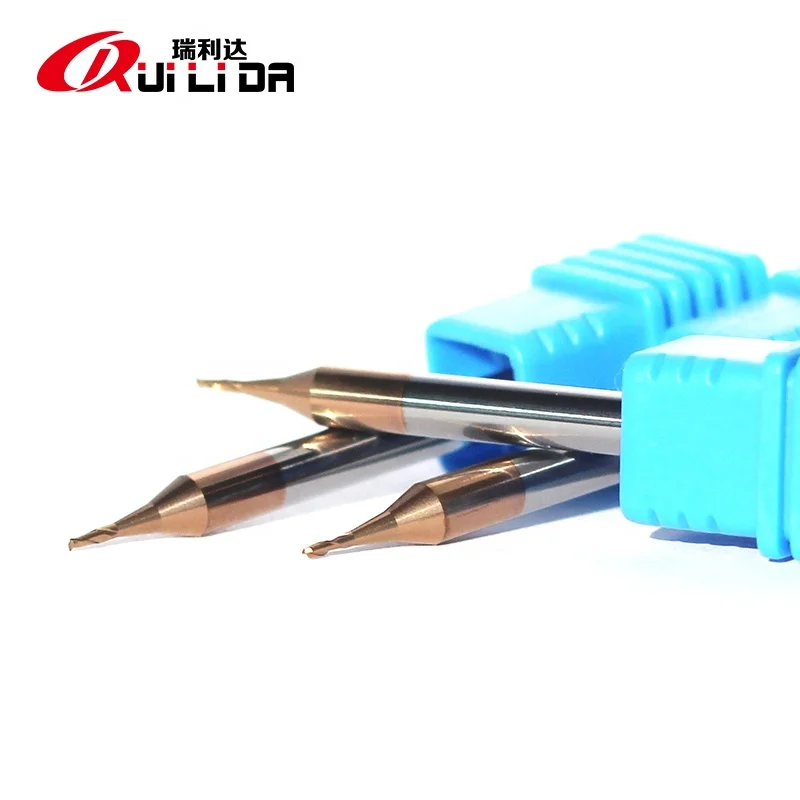 RLD HRC 55 solid carbide micro diameter end mill cutter 2flute cnc cutting tools for jewellery tools
