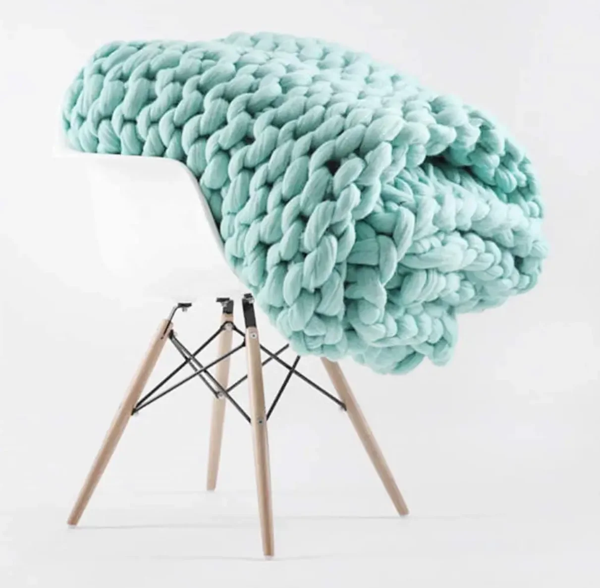 Knit Blanket Throw Machine Washable Crochet Blanket Soft Acrylic Yarn Knitted Blanket