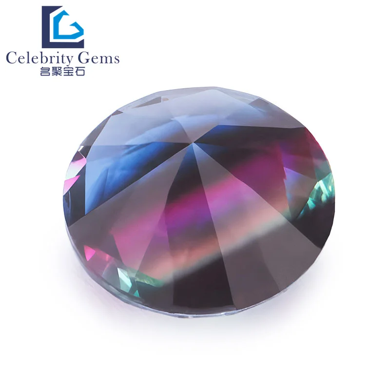 Synthetic gems wholesale factory direct sales gradient glass round synthetic tourmaline loose stone