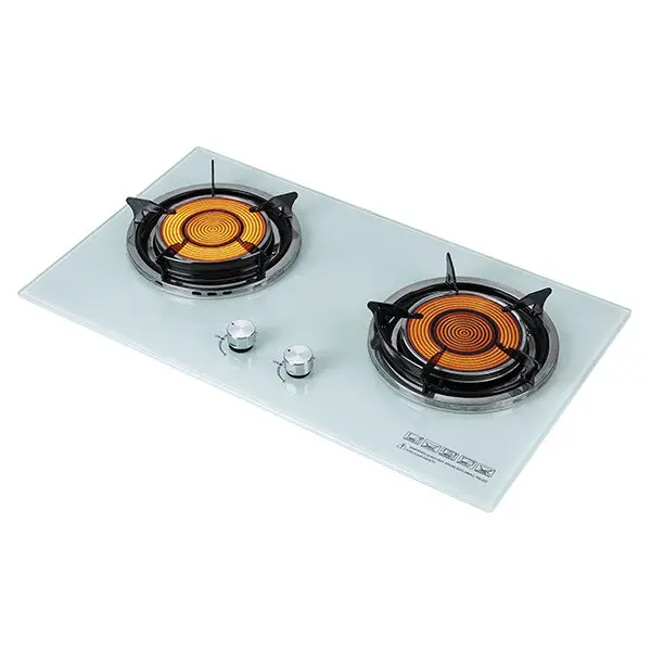 Built-In Electric Tempered Glass Gas Cooktop 2 Burner Infrared Gas hob Stove For Kitchen Cooking