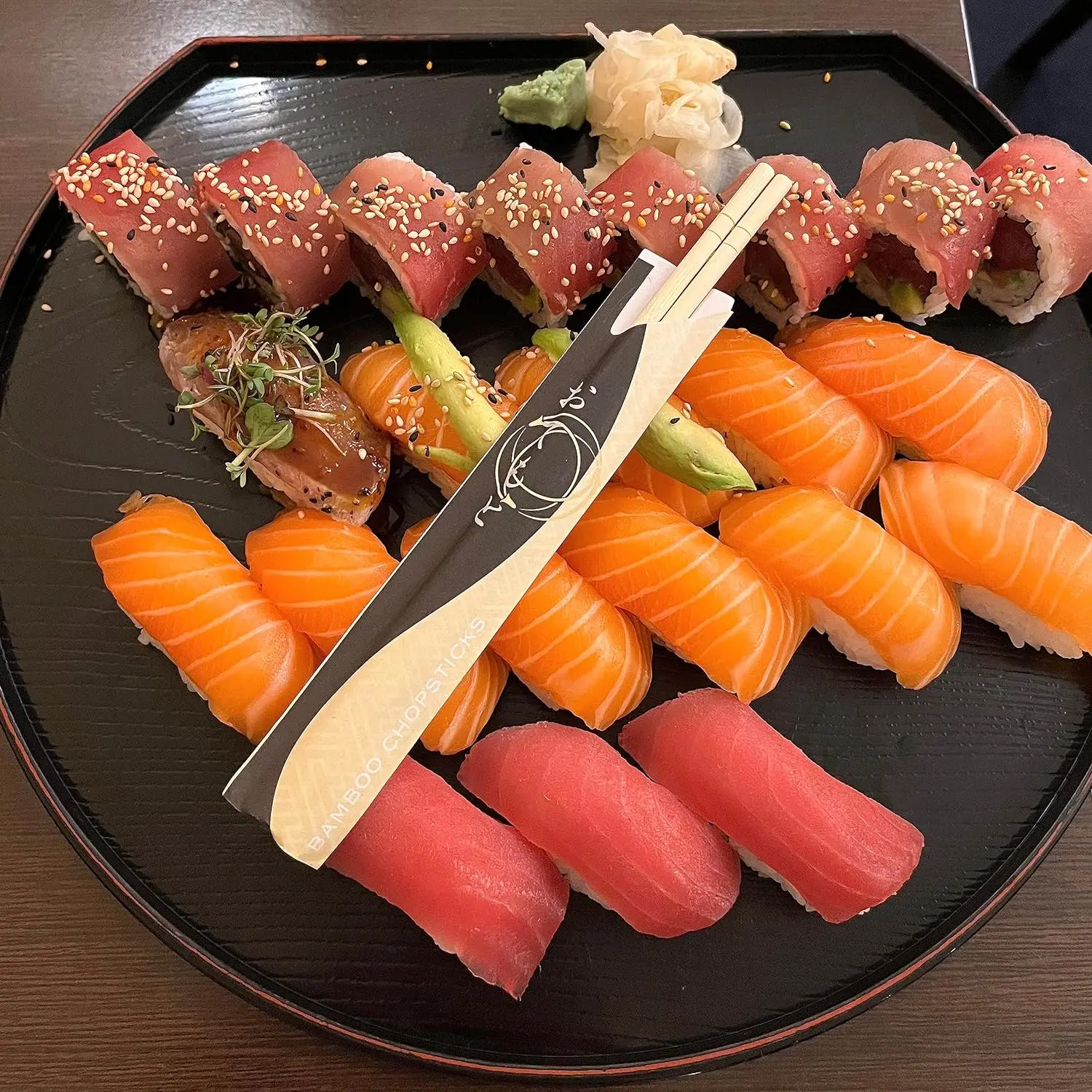 Factory Wholesale Custom Bulk Round Bamboo Chopsticks Short Paper sleeve Bamboo Wooden Chinese Chop sticks