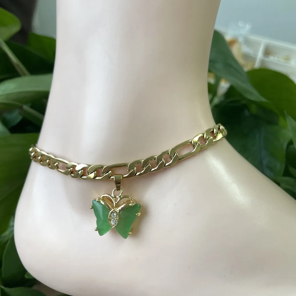 jialin jade jewelry set Wholesale women Charms series Natural Jade Stone butterfly ring butterfly necklace earrings