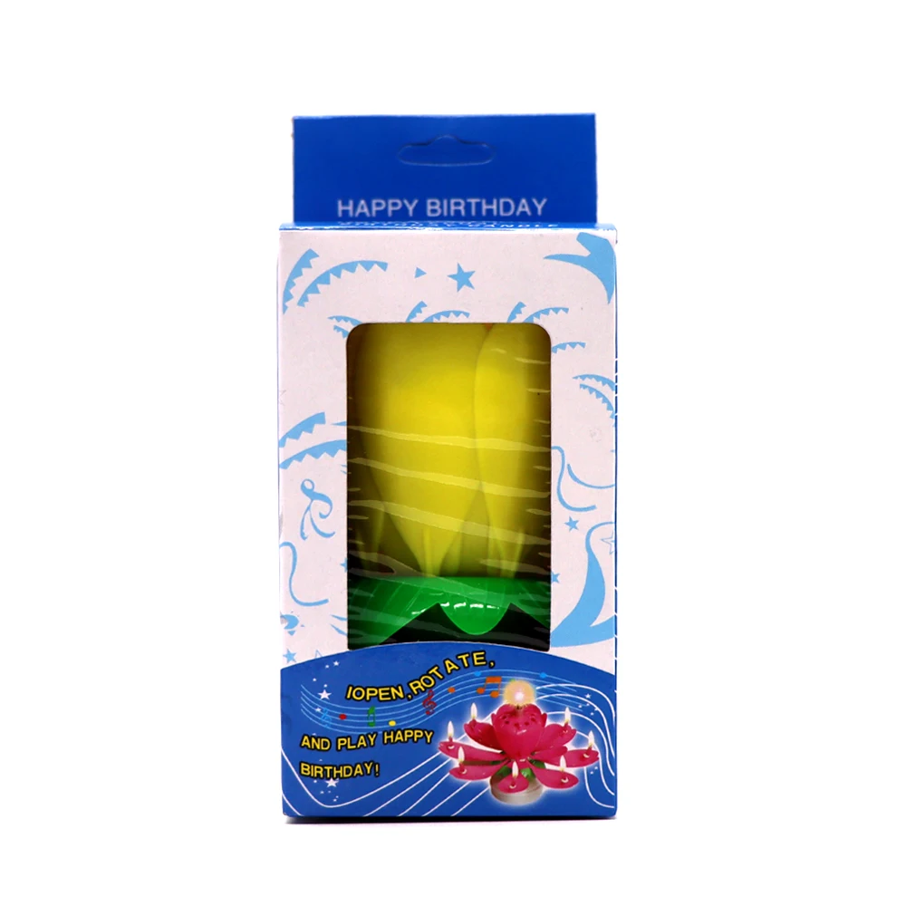happy birthday song singing spinning lotus shape music musical birthday singing candle ratable music candle