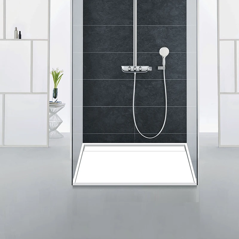 Luxurious Modern Cubicle Square Shower Tray White Artificial Slate Free-standing Bathroom Enclosures with Elegant Finish MC
