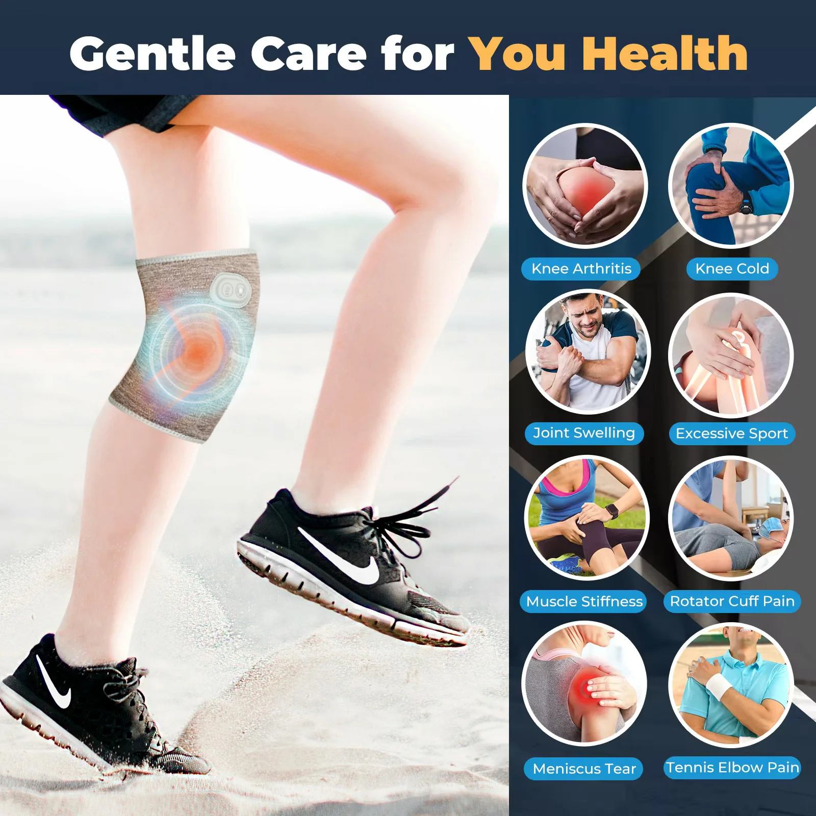 Heated Knee Brace Wrap Pad Dual-use Thermostat Usb Heating Knee Pads for Knee Strains Arthritis with Massage