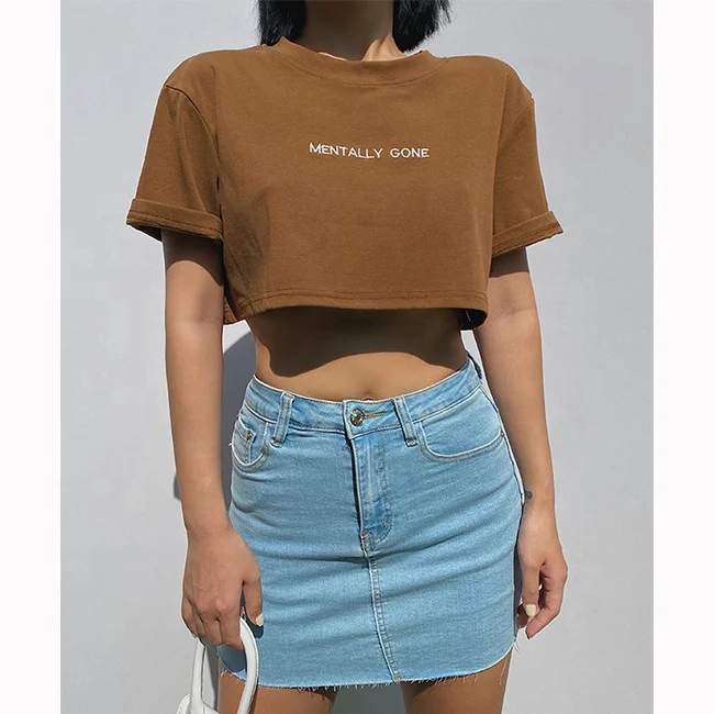 Женский короткий топ с коротким рукавом, повседневная Однотонная футболка большого размера, лето 2022