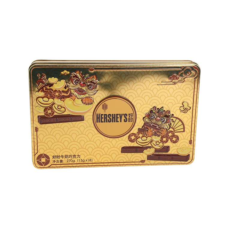 Food grade embossed cookie packaging tin pvc metal tin can clear lid rectangle empty tin box for tin can