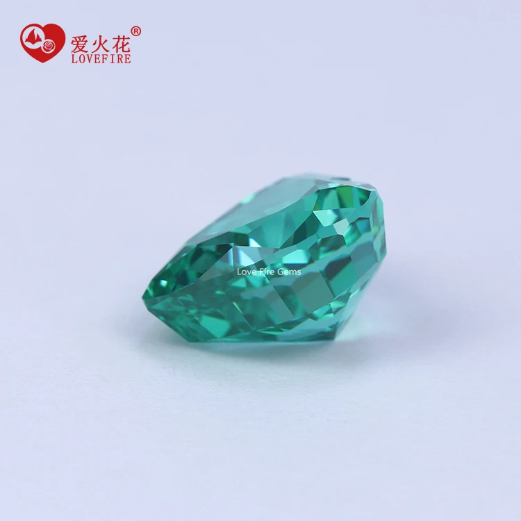 Loose Heart Gemstone Ice Crush Cut Paraiba green Cubic Zirconia Gem Stone