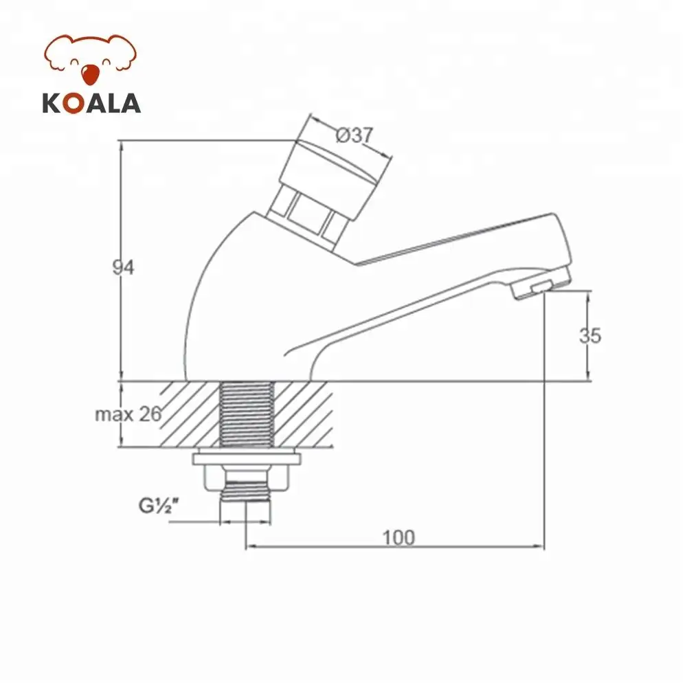 10 Dollar Brass Bathroom Vintage Hand Push Down Time Delay Lapse Water Tap Push Button Faucet
