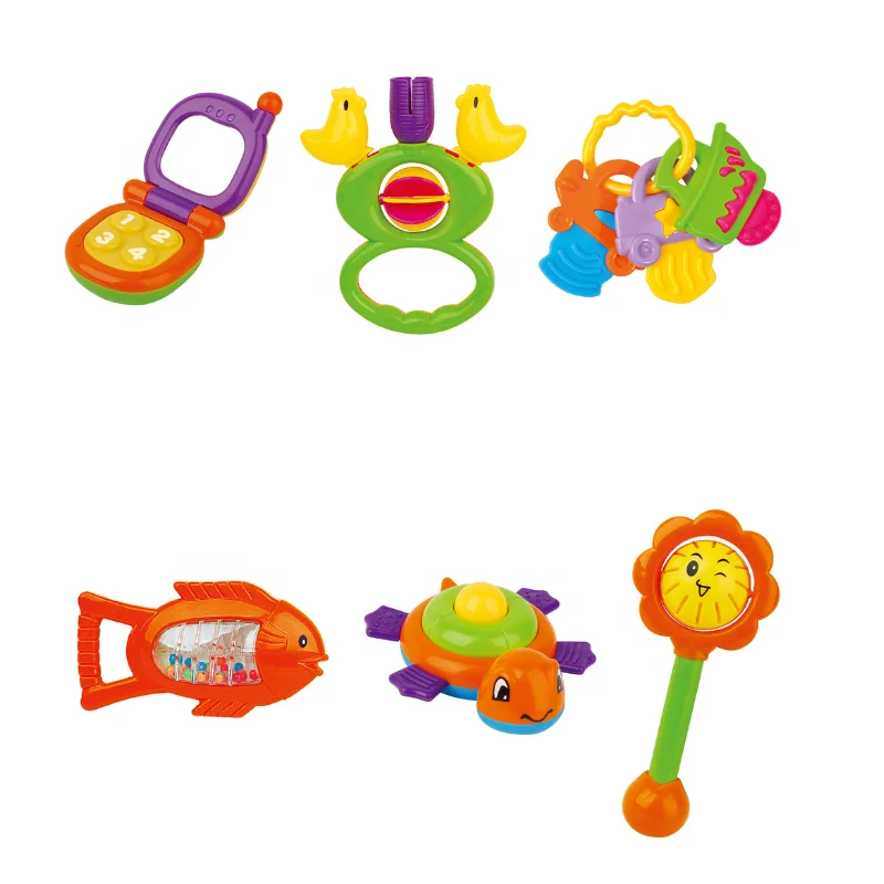 Wholesale plastic Newborn Baby  Food Grade  shaking hand bells Sensory infant toy teething rattles baby rattle toys