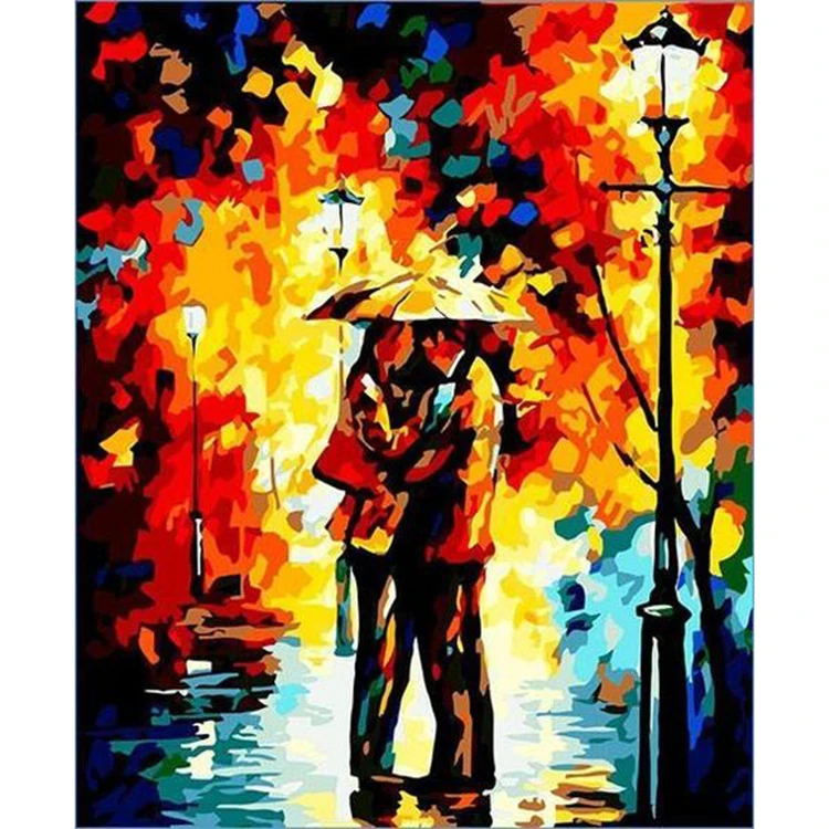 Impressionists Colorful Couple Lover abstract oil painting diy paint by numbers