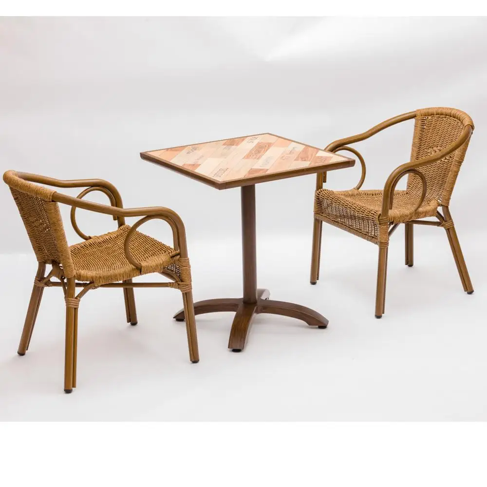 Cheap Aluminium Rattan Metal Square 4 Seater Dinging Room Furniture Modern Dining Table Set