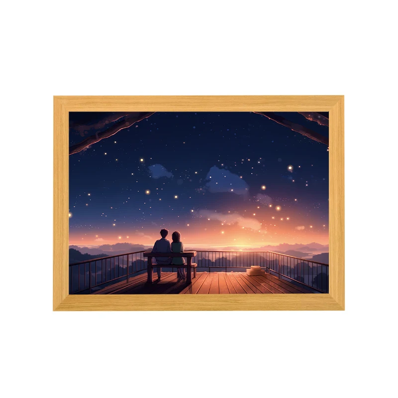 Art Deco Style Romantic Starry Sky Spring Rectangle Color Changing LED Light with Horizontal Pattern Art Construction Themes