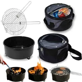 Mini Portable Charcoal Barbeque Grill with Cooler Bag camping Simple Round bbq grilling basket bbq grills outdoor bbq kitchen