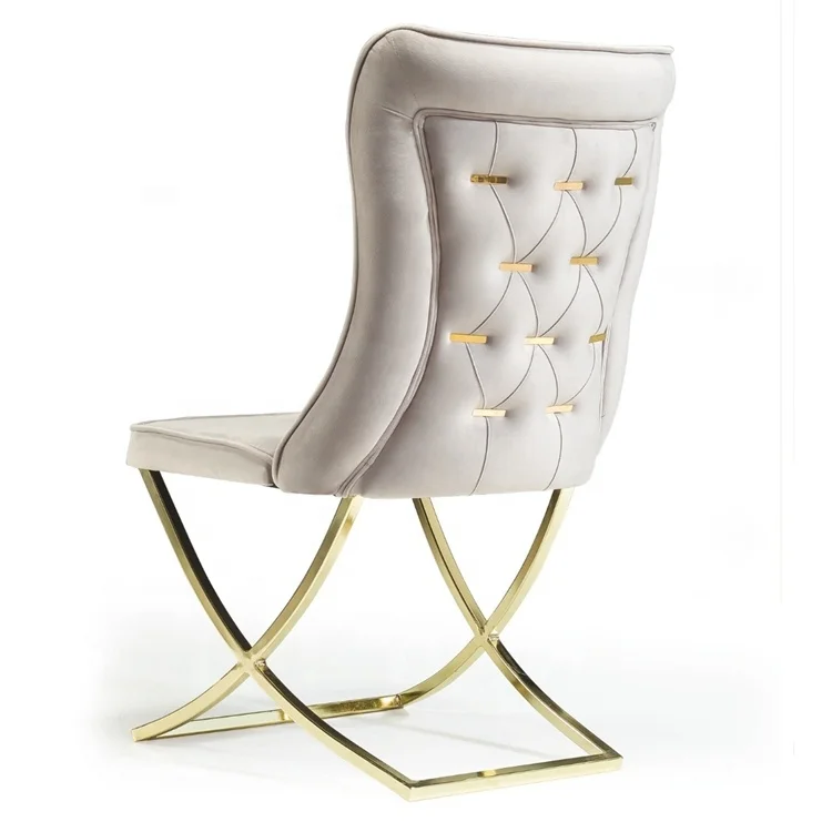 Modern Comfortable Metal Leg Chairs Dining Room Chair Gold Fabric Stainless Steel Luxury Velvet Home Furniture Dining Tables