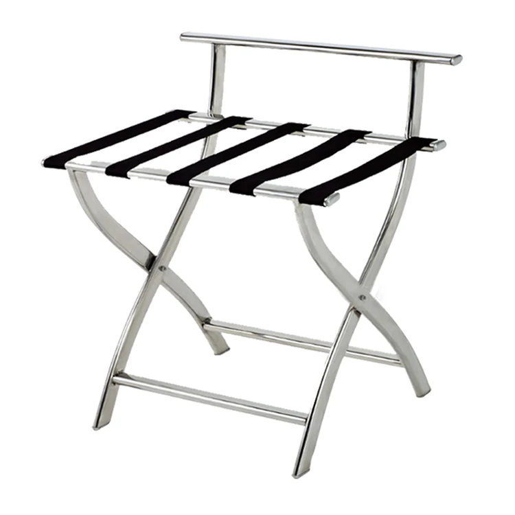 
Durable Hotel Luxury Room Stainless Steel Portable Folding Luggage Racks with Back Foldable 