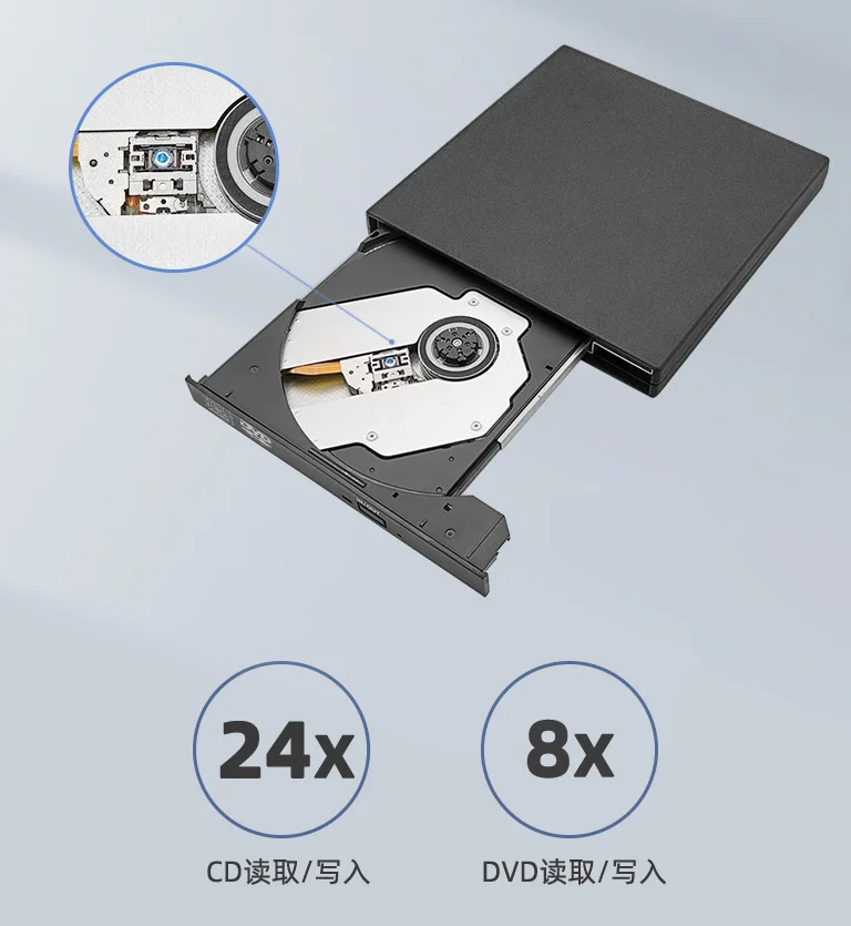USB 2.0 External CD-Rom/CD-RW/Combo/DVD-Rom Burner Drive Writer for Mac Laptop Notebook PC Desktop