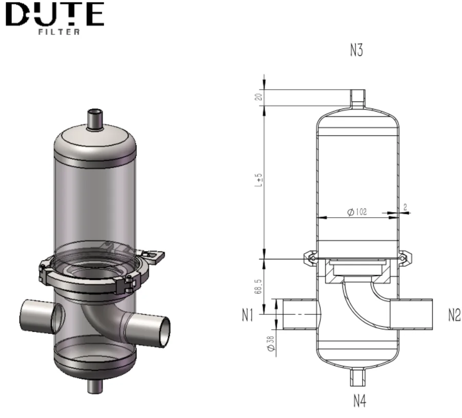 30~60 nm3/h 304 stainless steel air bactericidal filter for Nitrogen/Oxygen sterilizing filtration