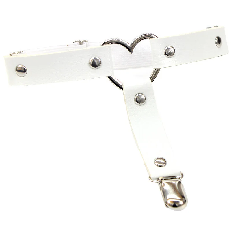 Factory Direct Love Decoration Punk Garter Belt Leg Loop Thigh Seat Belt Heart Black PU Leather Retro Suspender Ladies Girl Body