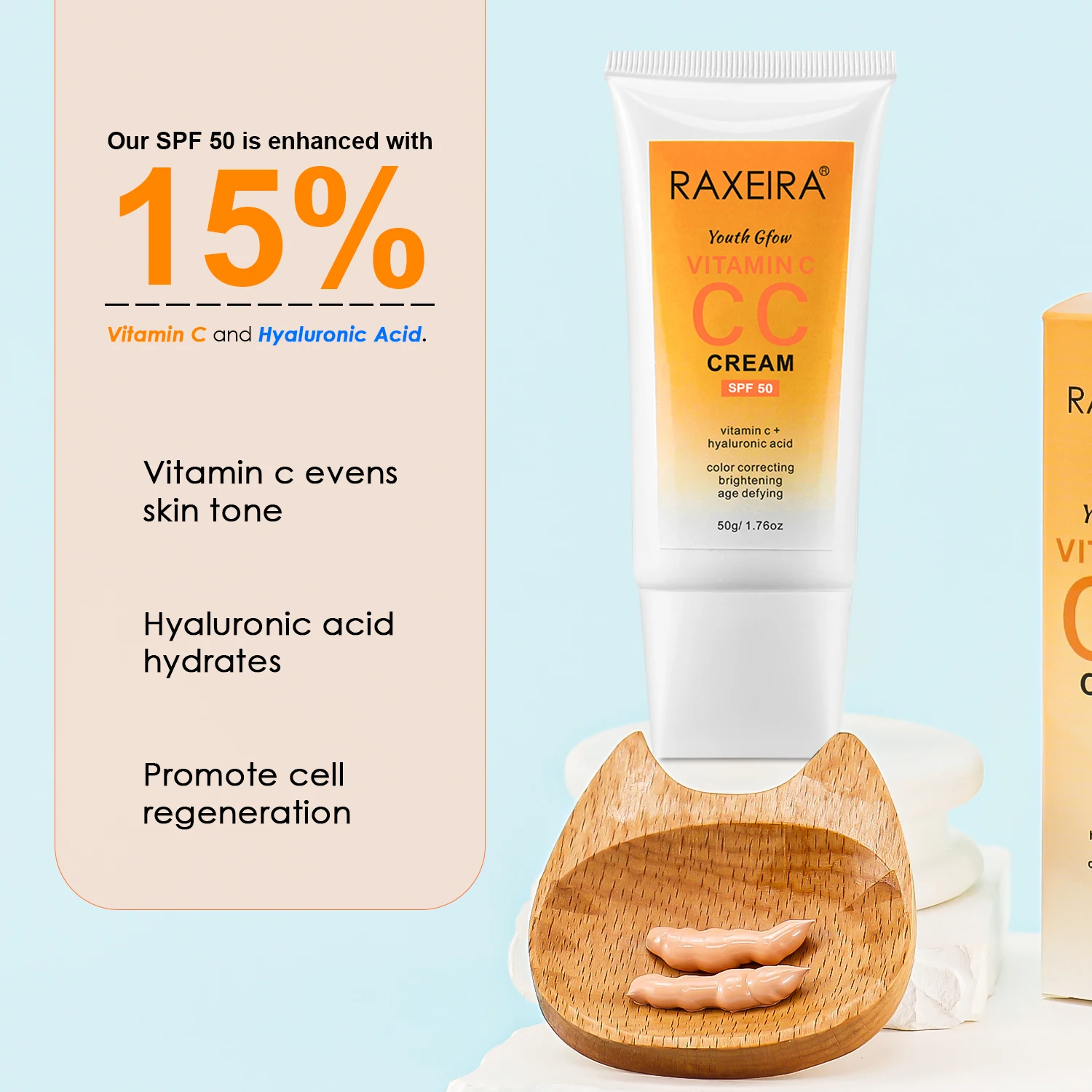 OEM/ODM Vitamin C BB And CC Creams Uv Protection Facial Sunscreen SPF 50 Moisturizing Makeup CC Cream Foundation