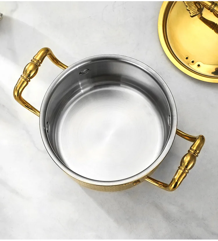 New Hot Style Multi-category Food-grade Material 16cm Three-layer 304 Stainless Steel Hot Pot Soup Pot