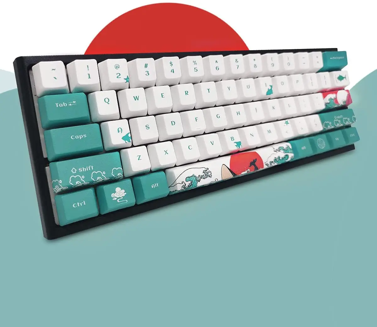 Custom OEM PBT Keycaps for GK61 RK61 60 Percent Mechanical Keyboards Coral Sea Keycaps