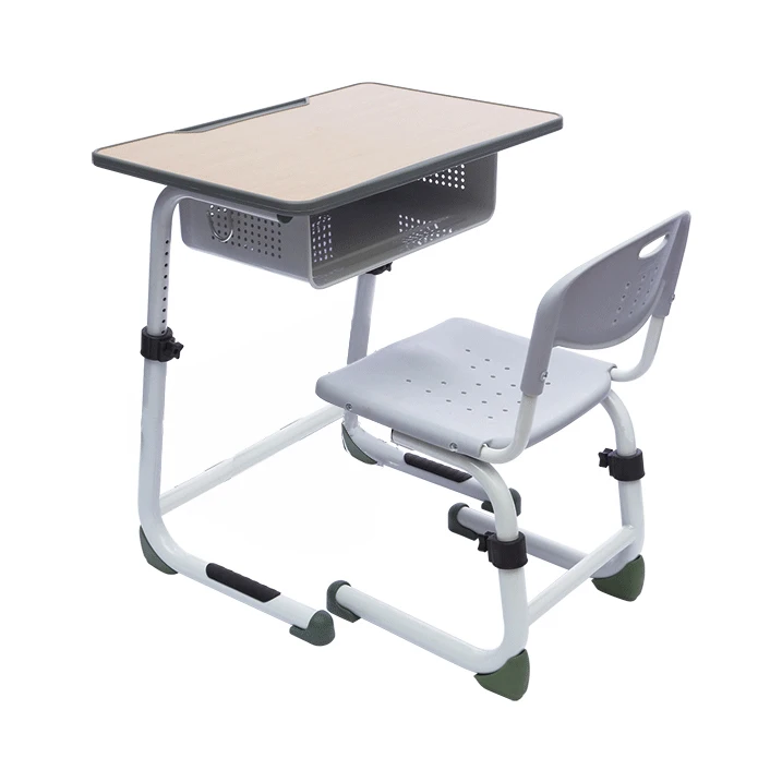 school furniture adjustable height single plastic wooden school desk and chair set classroom desk and chair school chair plastic