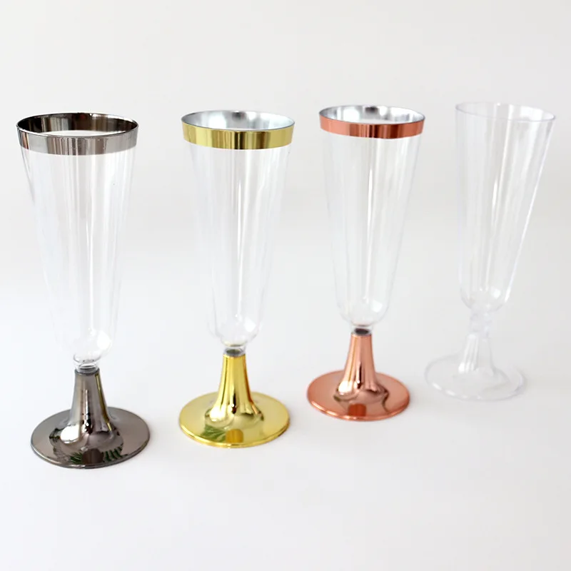 Champagne wine goblet wholesale 5.5oz Plastic Wine Cups Champagne Flutes Party Catering Clear Plastic Disposable