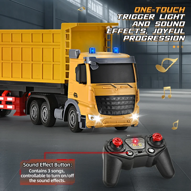 Hot selling Simulation 6 channel light music 2.4G frequency  RC Tow car remote control flatbed trailer truck toys for Boys