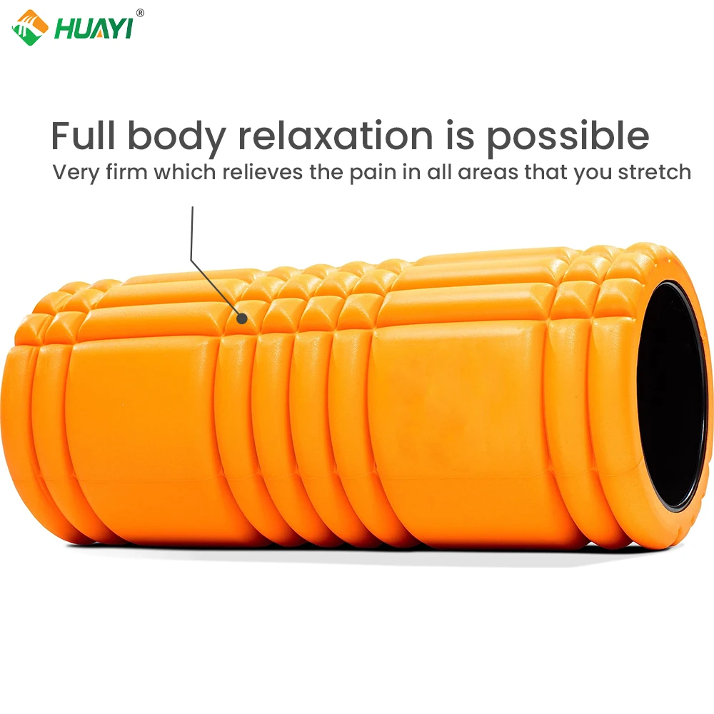 Huayi Factory Price  home exercise muscle relax gym fitness EVA hollow foam roller customized Deep Tissue Massage Roller Black