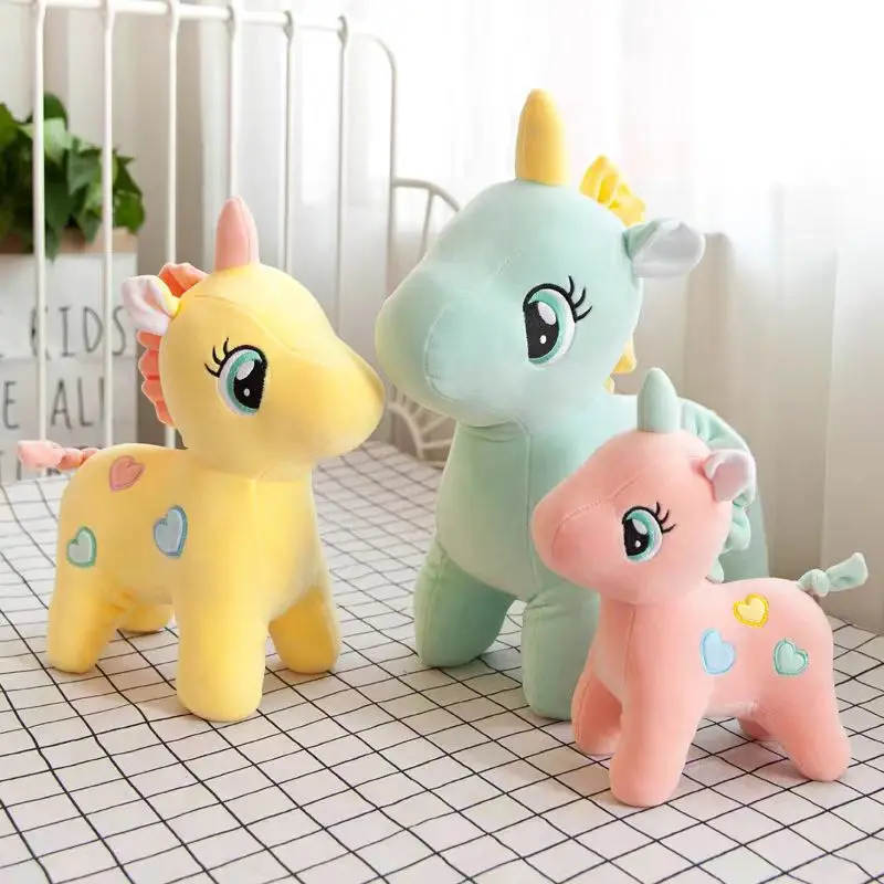 Cute Kawaii Soft 18cm Sitting multi color Unicorn Stuffed Animals Kid Toys Custom100% organic cotton Unicorn Plush Toy